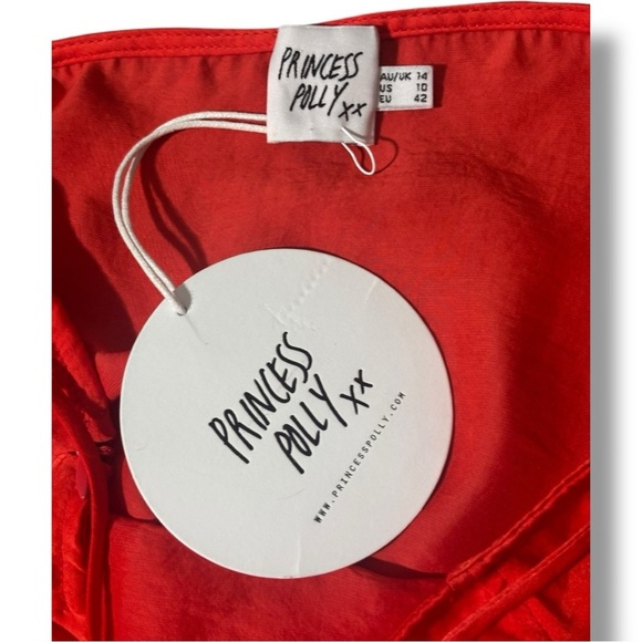 Princess Polly Charm Mini Dress in red Satin Lightweight Bodycon Skinny Straps - Picture 7 of 16